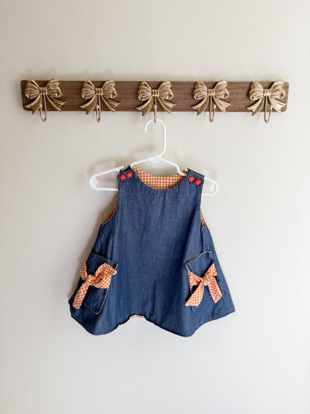 Girls size 2-3 years top dress blue and orange gingham